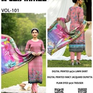 3 PCs women's unstitched digital printed  suit