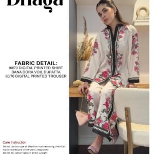 3 PCs women's Printed suit off white