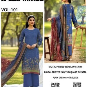 3 PCs women's unstitched digital print suit